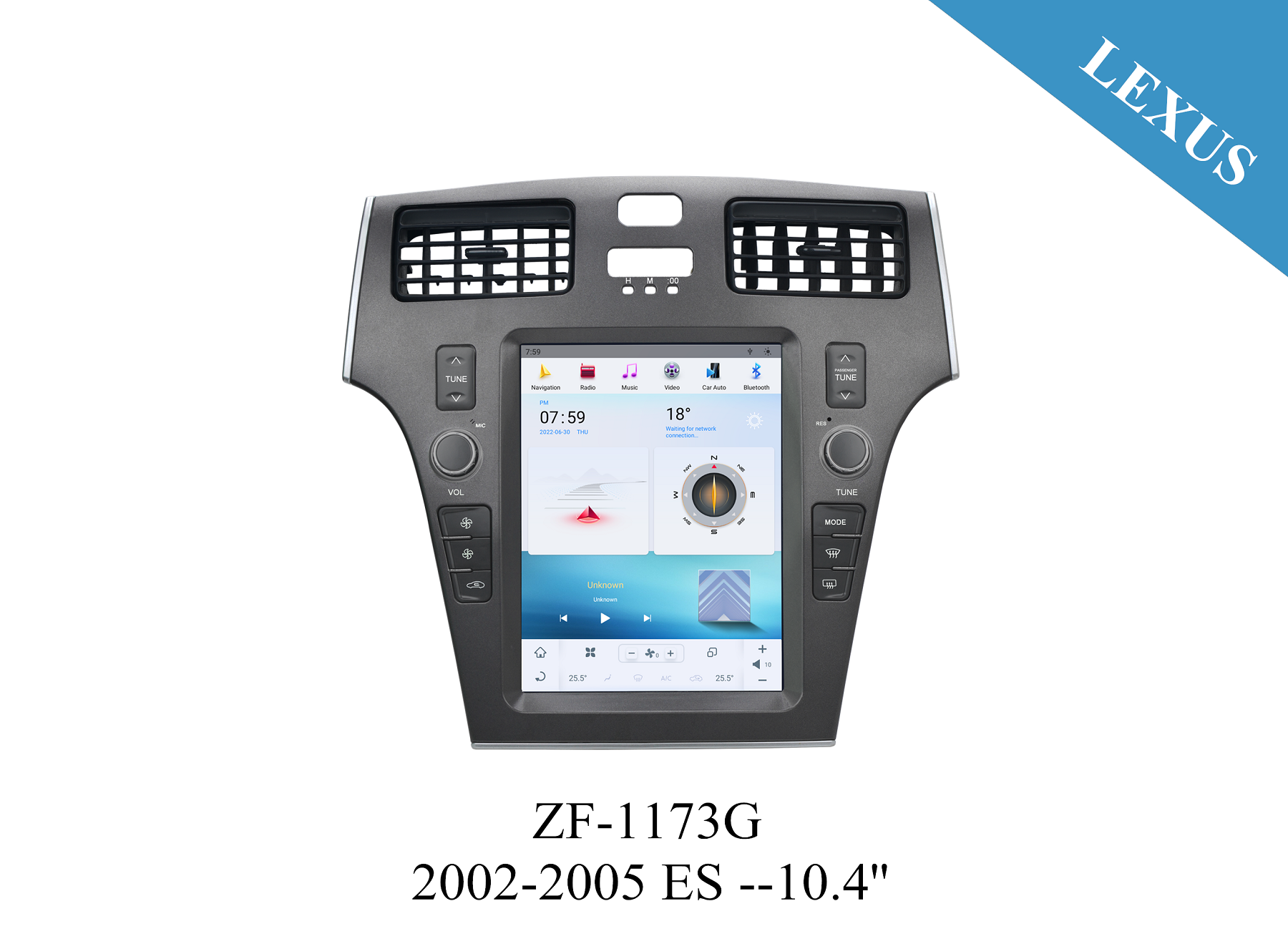 Lexus 2002-2005 ES 10.4 inch Tesla Style Apple CarPlay Android Radio Upgrade